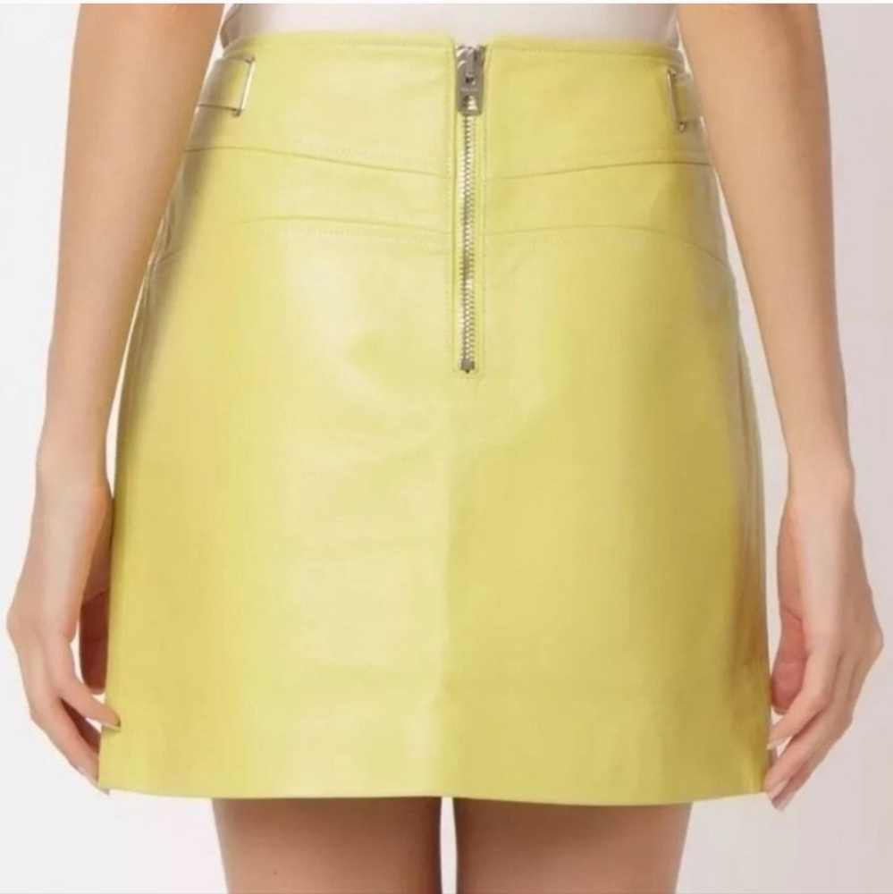 Slime Green Coach Leather Miniskirt - Picture 4 of 4